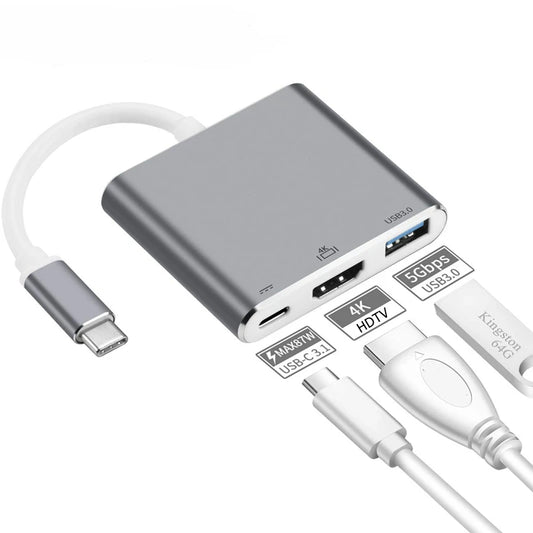 USB C Hub to 4K HDMI, USB C, and USB A